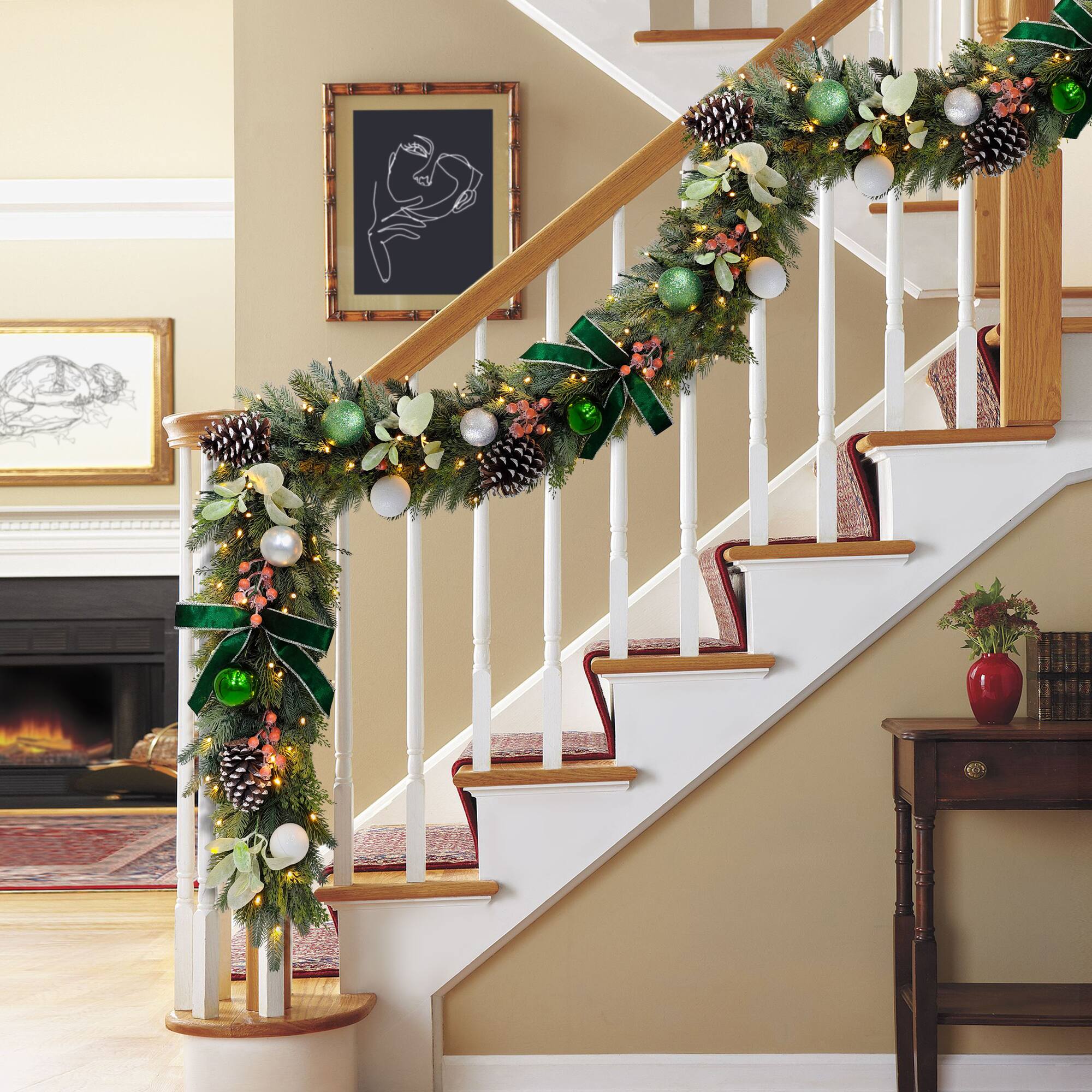 6ft. Pre-Lit Green Adorned Artificial Garland
